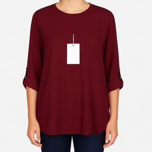 Andree By Unit Women's Burgundy Pullover Top Size XL NWT